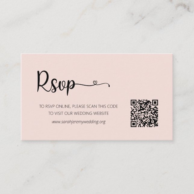 D'accompagnement Carte de boîtier du site Web RSVP de mariage Rose  (Devant)