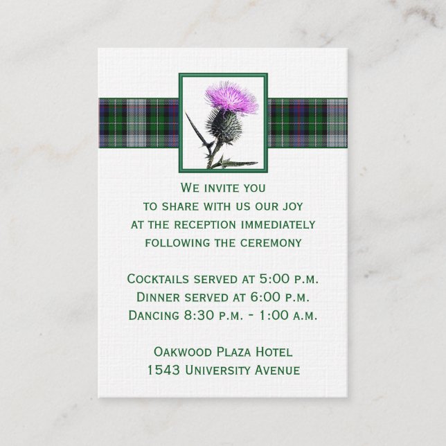 D'accompagnement Carte de boîtier en chardon de Tartan blanc violet (Devant)