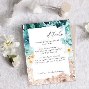 D'accompagnement Carte de boîtier floral rose turquoise et bleu 3-V