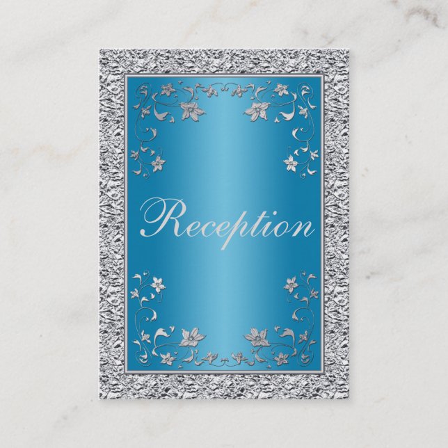 D'accompagnement Carte de boîtier floral Turquoise et Silver Foil (Devant)