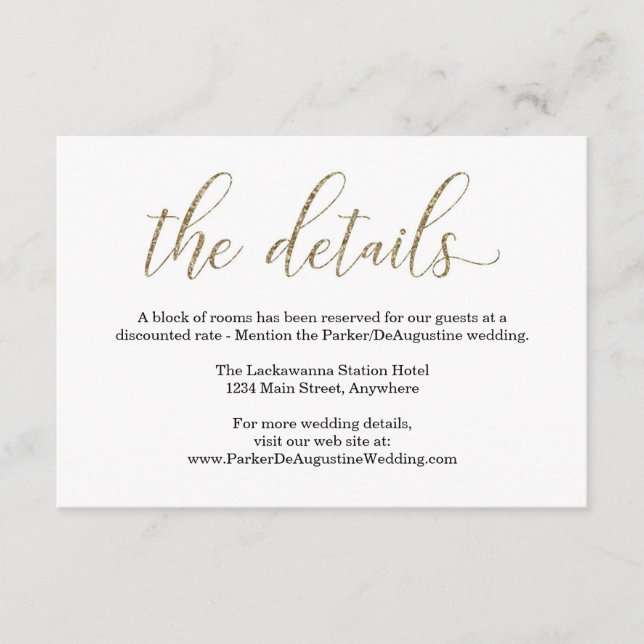 D'accompagnement Carte de boîtier Gold Parties scintillant Informat (Devant)