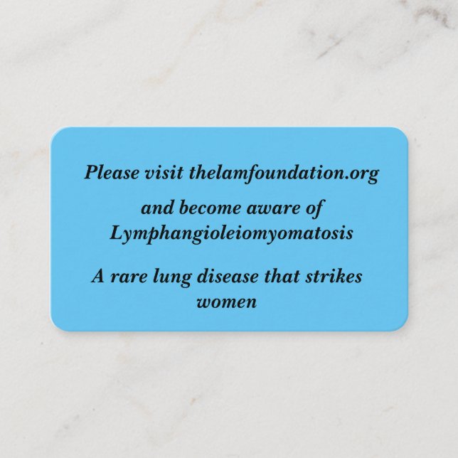 D'accompagnement Carte de boîtier Lymphangioleiomyomatose (Devant)