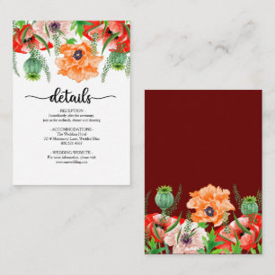 D'accompagnement Carte de boîtier Mariage à fleurs de pavot