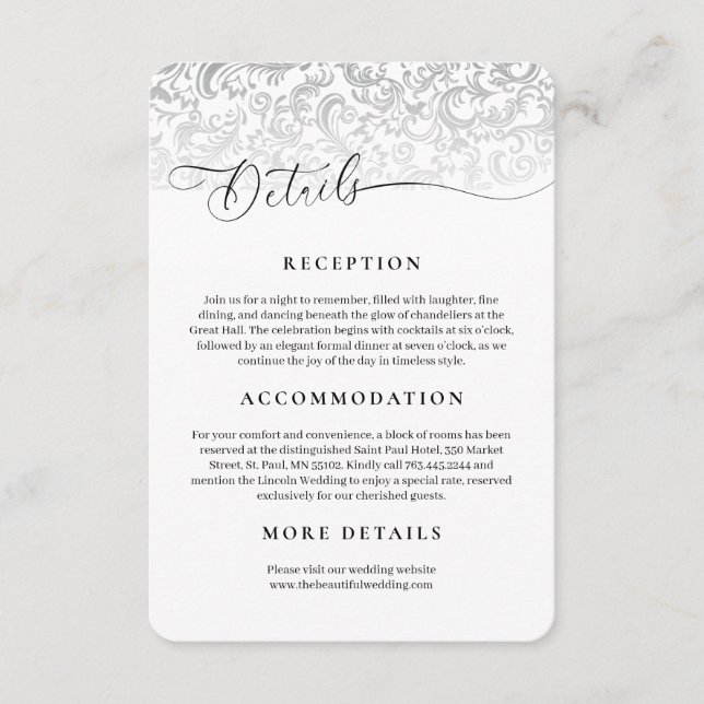 D'accompagnement Carte de boîtier mariage damassé Details (Devant)