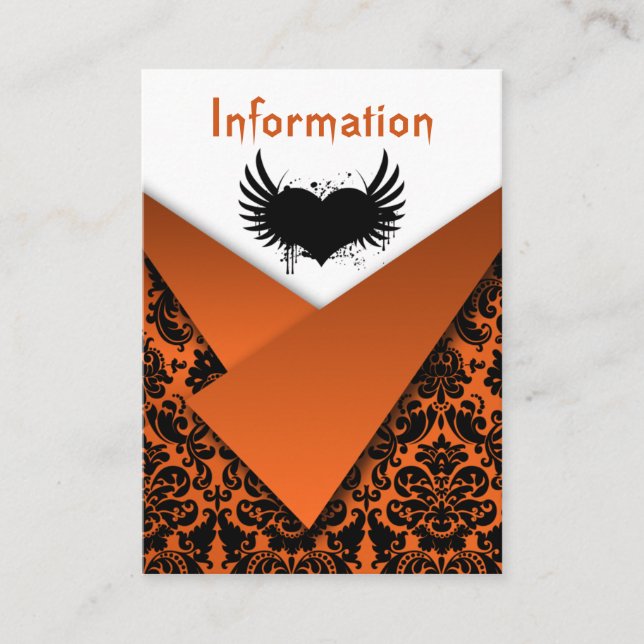 D'accompagnement Carte de boîtier Mariage damassé orange noire (Devant)