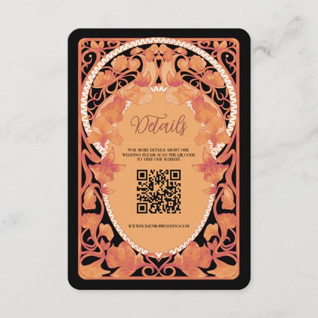 D'accompagnement Carte de boîtier Mariage de code QR Art Nouveau (Devant)