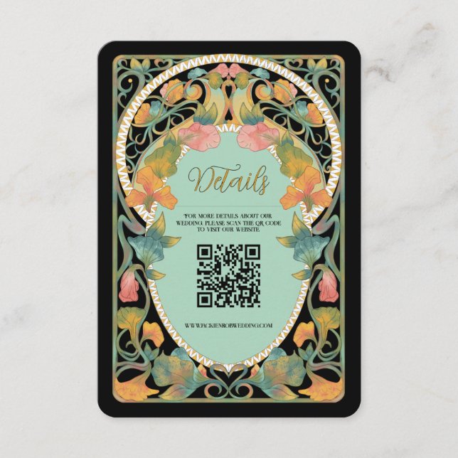 D'accompagnement Carte de boîtier Mariage de code QR Art Nouveau no (Devant)