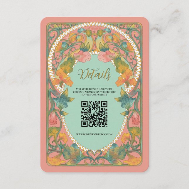 D'accompagnement Carte de boîtier Mariage de code QR Art Nouveau ro (Devant)