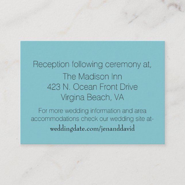 D'accompagnement Carte de boîtier Mariage de sable turquoise (Devant)