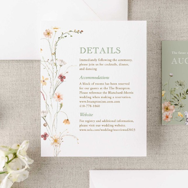 D'accompagnement Carte de boîtier Mariage Fleur sauvage aquarelle (Immerse your guests in the romance of nature with our Watercolor Wildflower Wedding Collection.)