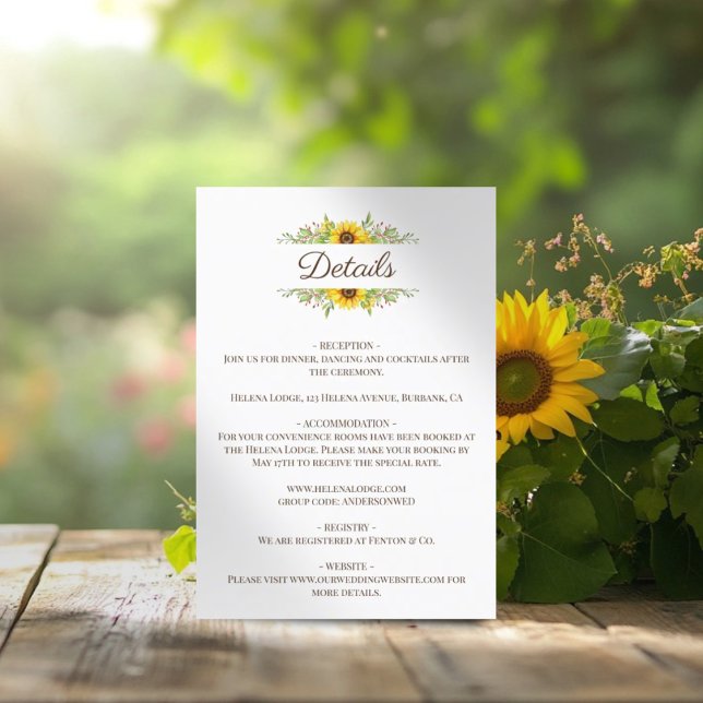 D'accompagnement Carte de boîtier Mariage floral Boho Sunflowers (Créateur téléchargé)