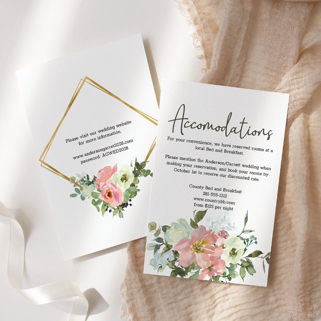 D'accompagnement Carte de boîtier Mariage floral Eggshell et Blush (Créateur téléchargé)