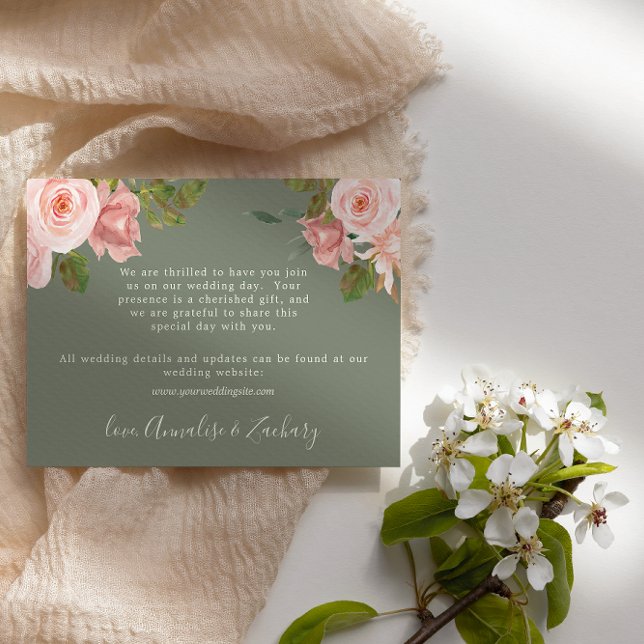 D'accompagnement Carte de boîtier Mariage floral Sage Green Blush (Créateur téléchargé)