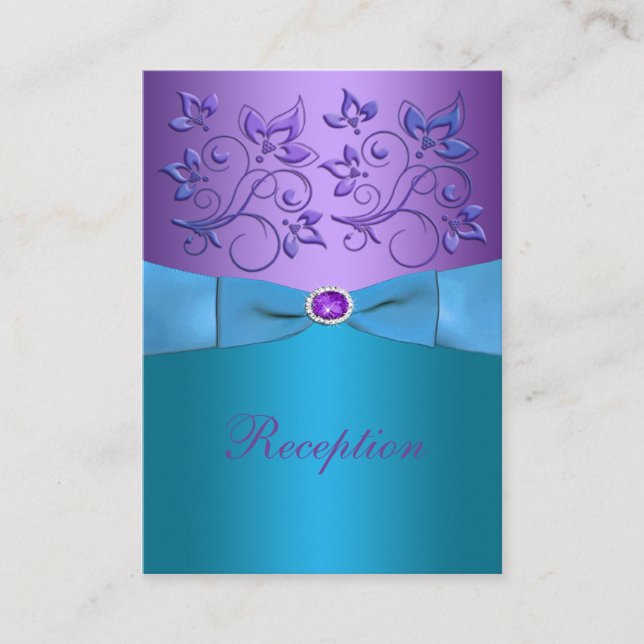 D'accompagnement Carte de boîtier Mariage Floral violet et Turquois (Devant)