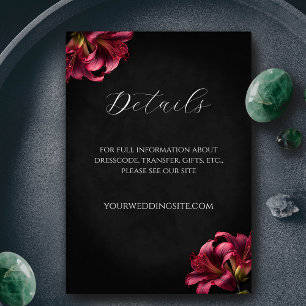 D'accompagnement Carte de boîtier Mariage gothique floral Lily fonc