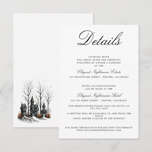 D'accompagnement Carte de boîtier Mariage Halloween Village (Devant / Derrière)