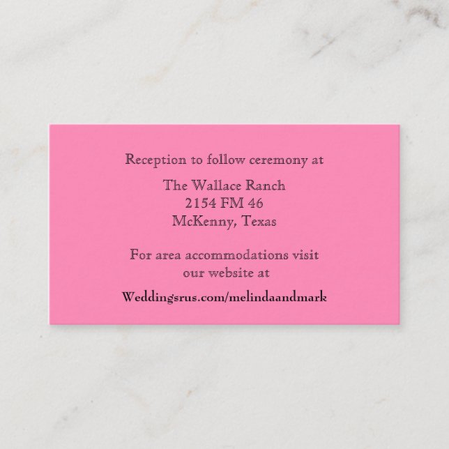 D'accompagnement Carte de boîtier Mariage rose (Devant)