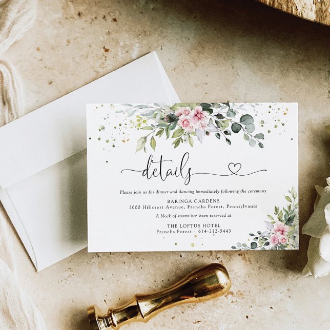 D'accompagnement Carte de boîtier Mariage rose verdoyant (Créateur téléchargé)