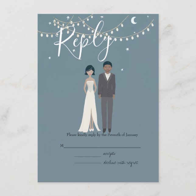 D'accompagnement Carte de boîtier Mariage RSVP en deux exemplaires (Devant)