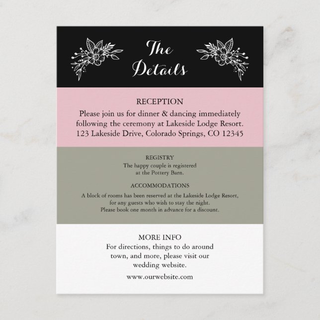 D'accompagnement Carte de boîtier Mariage vert couleur rose pâle (Devant)