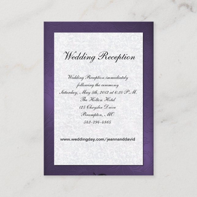 D'accompagnement Carte de boîtier Mariage violet et blanc (Devant)