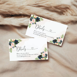 D'accompagnement Carte de boîtier Marine & Blush Pink Détails Flora