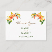 Carte de boîtier Merci orange floral Aquarelle