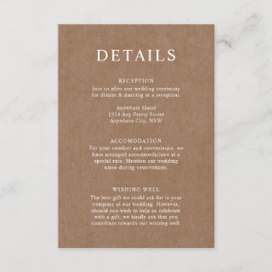 D'accompagnement Carte de boîtier minimaliste Rustique Détails Kraf
