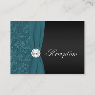 D'accompagnement Carte de boîtier Monogramme Turquoise et noir Dama