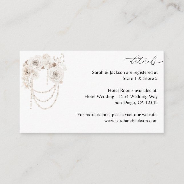 D'accompagnement Carte de boîtier Pearl & White Floral Details (Devant)