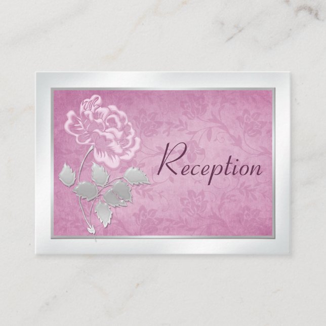 D'accompagnement Carte de boîtier Peony rose et Argent (Devant)