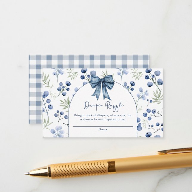 D'accompagnement Carte de boîtier pour Baby shower doux Blueberry B (Devant/Arrière en situation)