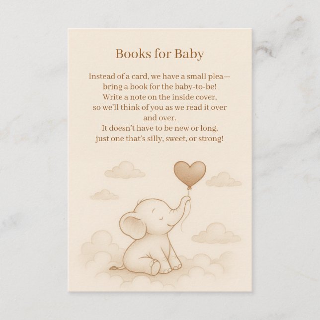 D'accompagnement Carte de boîtier pour Baby shower éléphant doux (Devant)