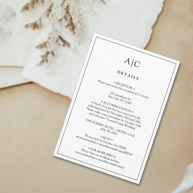 D'accompagnement Carte de boîtier pour Mariage Monogramme blanc (Créateur téléchargé)