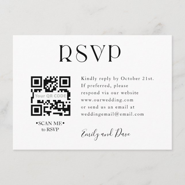 D'accompagnement Carte de boîtier QR CODE Mariage RSVP (Devant)