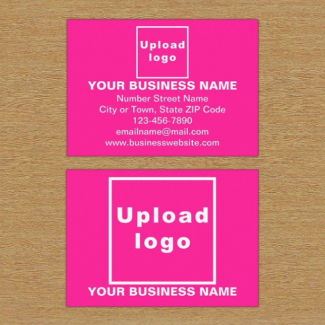 D'accompagnement Carte de boîtier rectangulaire rose de marque comm (Front and back sides of pink enclosure card with your business brand.)