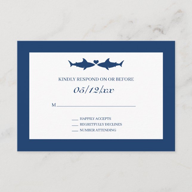 D'accompagnement Carte de boîtier RSVP de mariage de requins (Devant)