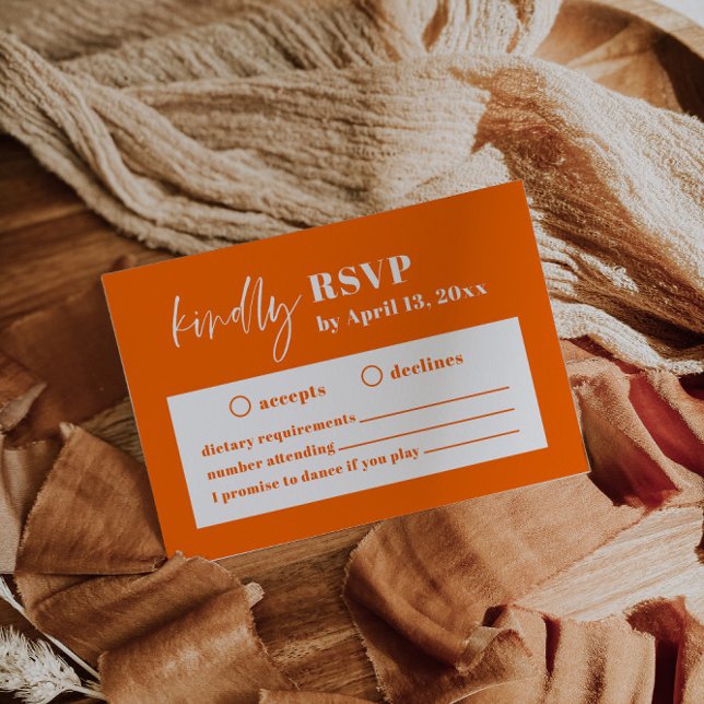 D'accompagnement Carte de boîtier RSVP de mariage orange moderne (Créateur téléchargé)