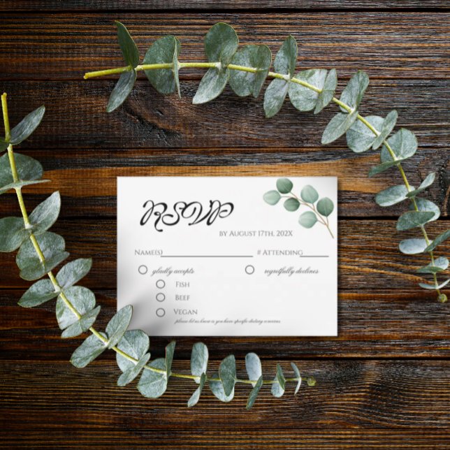 D'accompagnement Carte de boîtier RSVP Eucalyptus Green (Créateur téléchargé)