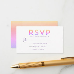 D'accompagnement Carte de boîtier RSVP moderne à dégradé rose solei