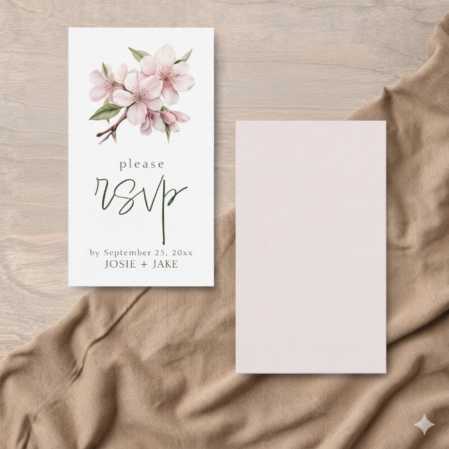 D'accompagnement Carte de boîtier RSVP pour fleur de cerisier (Cherry blossom pink RSVP enclosure card.)