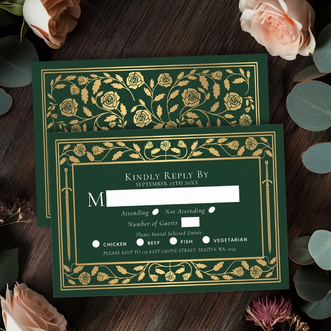 D'accompagnement Carte de boîtier RSVP pour mariage avec épée médié (Créateur téléchargé)