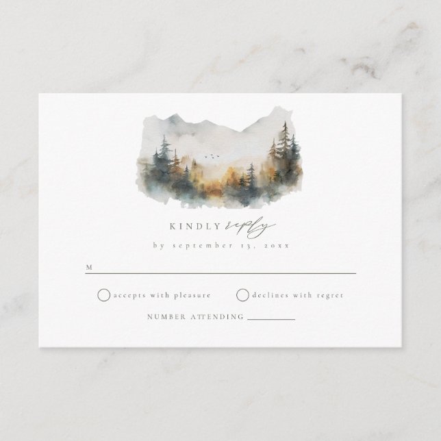 D'accompagnement Carte de boîtier RSVP pour mariage forestier Woodl (Devant)