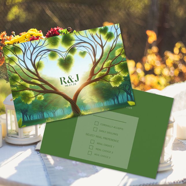 D'accompagnement Carte de boîtier RSVP pour mariage vert (Green Wedding RSVP Enclosure Card (front and back))