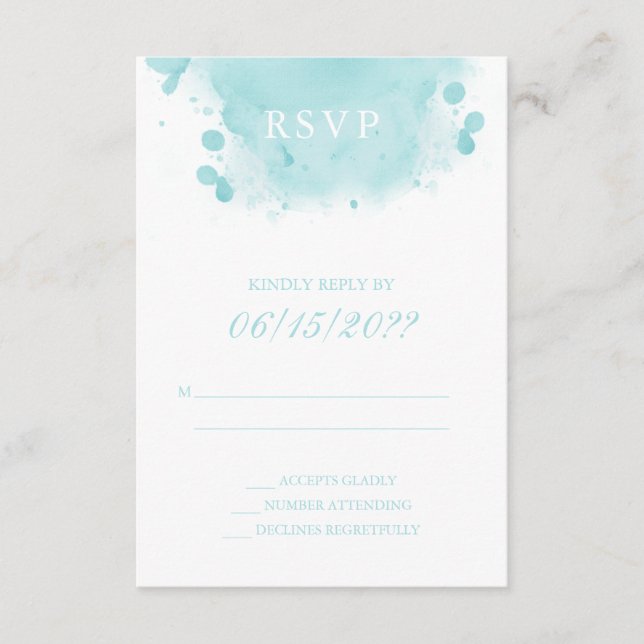 D'accompagnement Carte de boîtier RSVP Turquoise Watercolor (Devant)