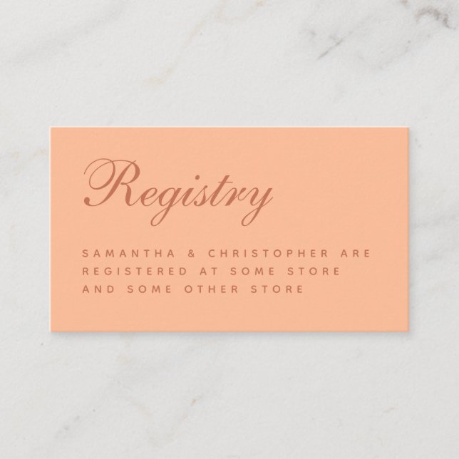D'accompagnement Carte de boîtier simple Brown Peach mariage Regist (Devant)