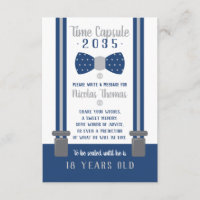 Carte de capsule d'anniversaire, bleu marine, gris