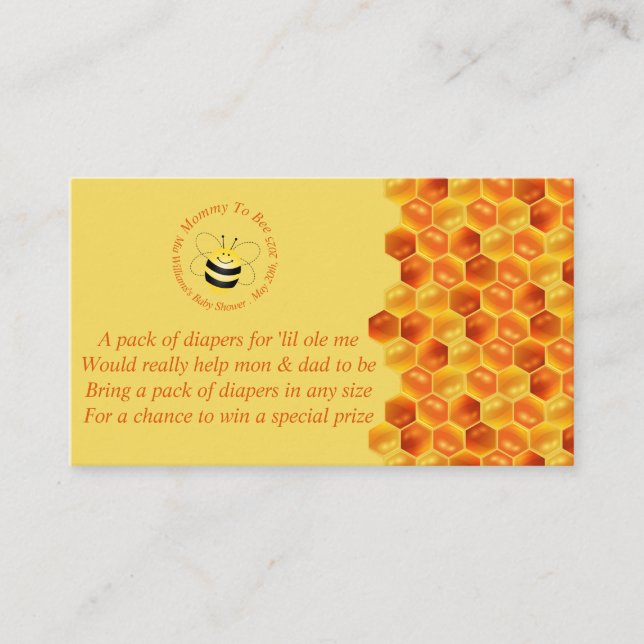D'accompagnement Carte de carafe à thème Baby shower doux Bee (Devant)