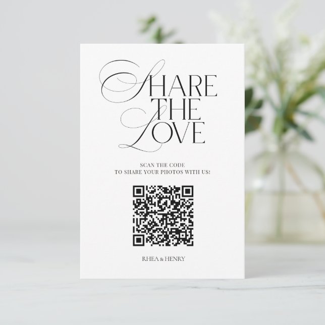 D'accompagnement Carte de code QR de mariage 'Simple Share the Love (Debout devant)
