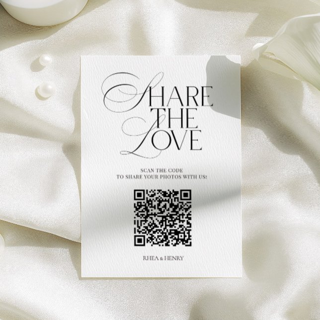 D'accompagnement Carte de code QR de mariage 'Simple Share the Love (Simple Share the Love Wedding QR Code Card)